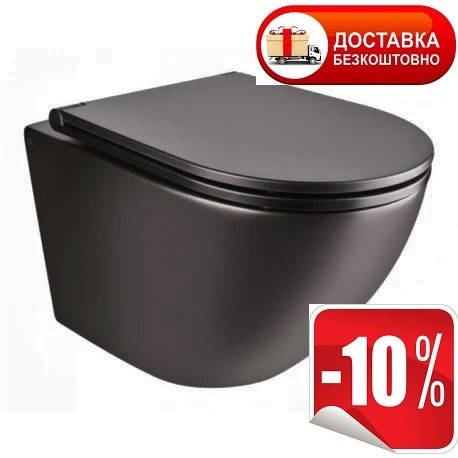 

Черный матовый унитаз без ободка Qtap Robin