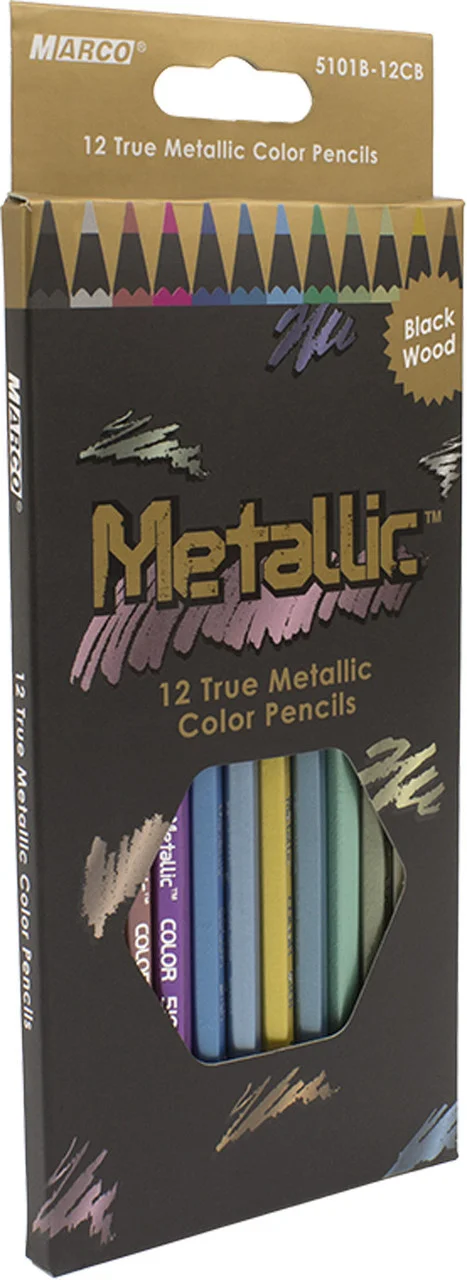 

Цветные карандаши для рисования Металлик эффект «Metallic» набор 12 цветов