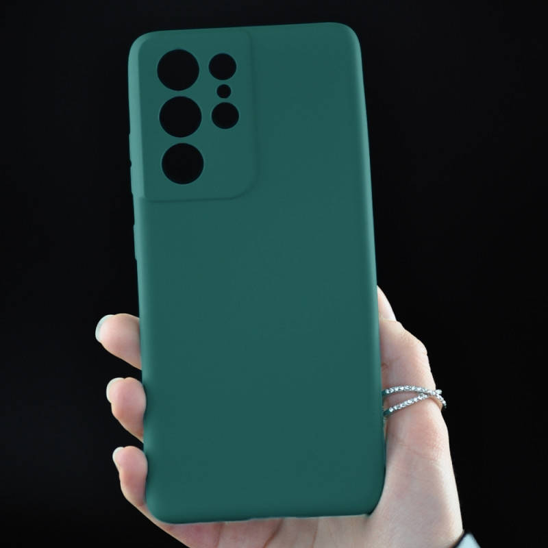 

Силиконовый чехол на Samsung S21 Ultra Pine green (55), Зелёный