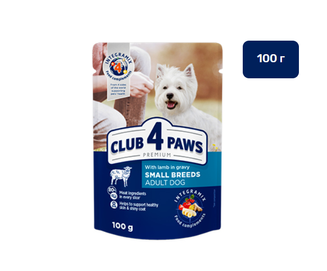 

Влажный корм Club 4 Paws (Клуб 4 Лапы) Премиум с ягненком в соусе 100 г