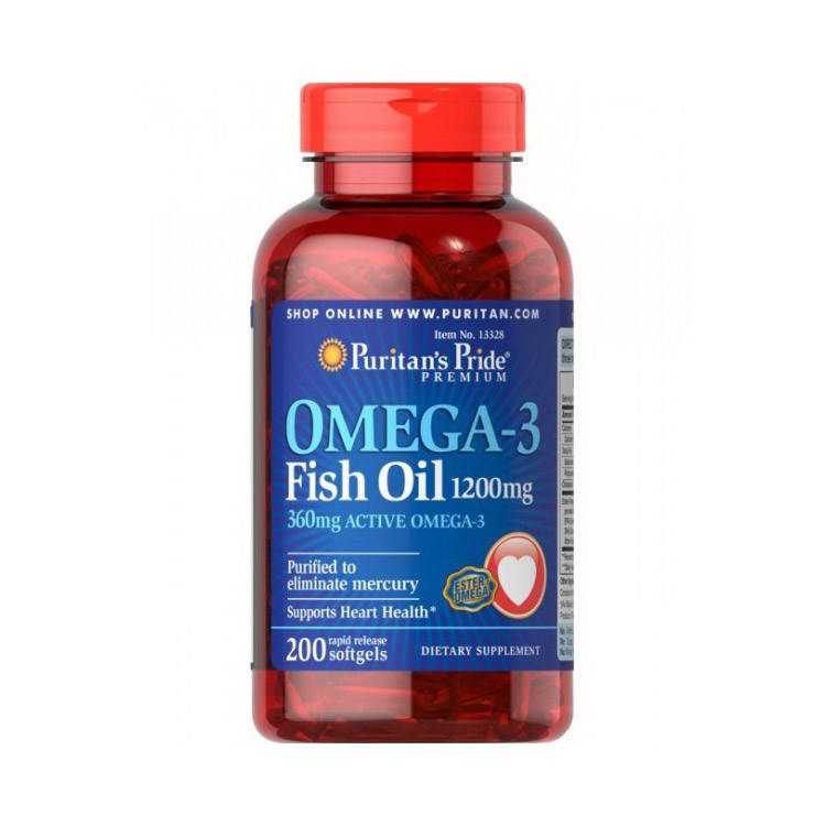 

Омега 3 Puritan's Pride Omega-3 Fish Oil 1200 mg (200 капс) рыбий жир пуританс прайд