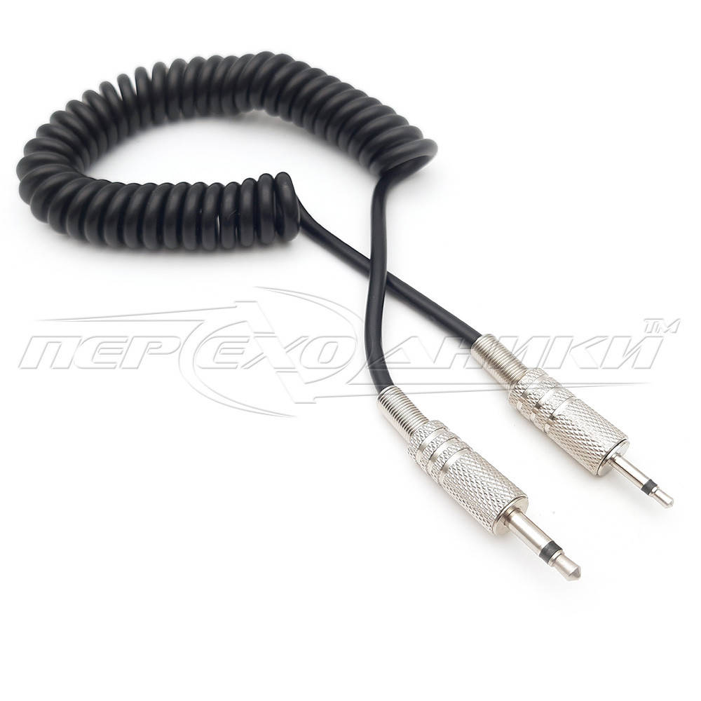 

Аудио кабель 3.5 mm моно на 2.5 mm моно jack, спираль, Черный
