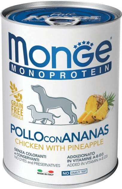 

Влажный корм для собак Monge Monoprotein Chicken with Pineapple 400 г