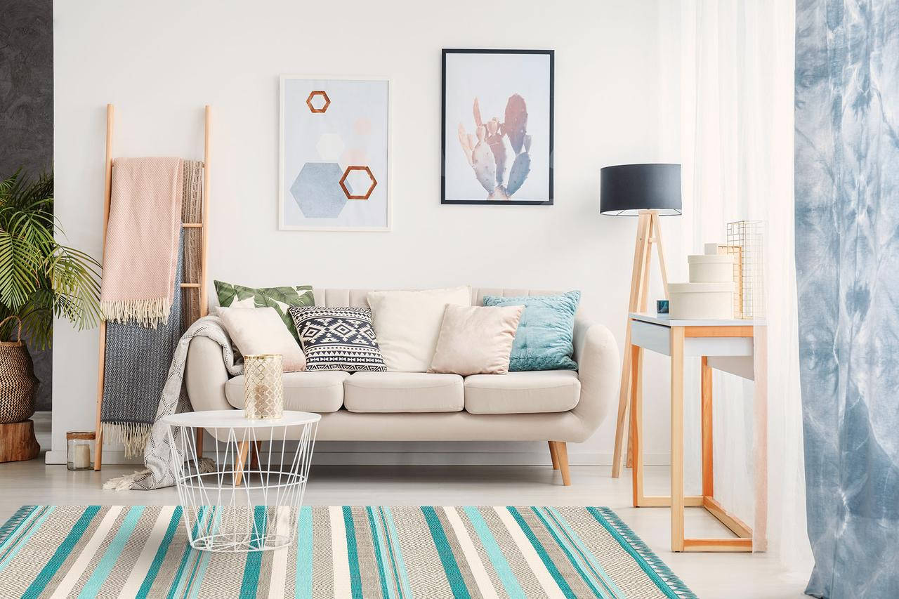 

Хлопковый коврик Shana Arient (голубой, бирюза) 160Х230 см. Килим, коврик. Турция, Бирюзовый