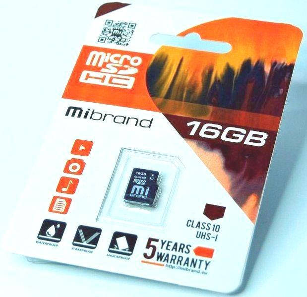 

Карта памяти Micro SD 16Gb Mibrand Class 10 без ад. (UHS-1)