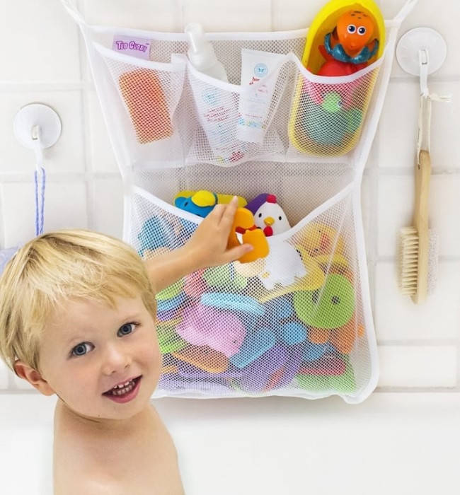 

Органайзер для детских игрушек Toys bag Large на присосках в ванную (MR), Белый