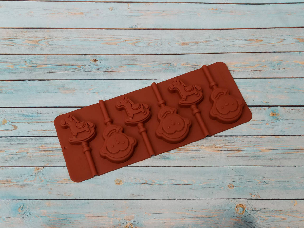 

Форма силиконовая для конфет на палочке Лошадки - Обезьянки