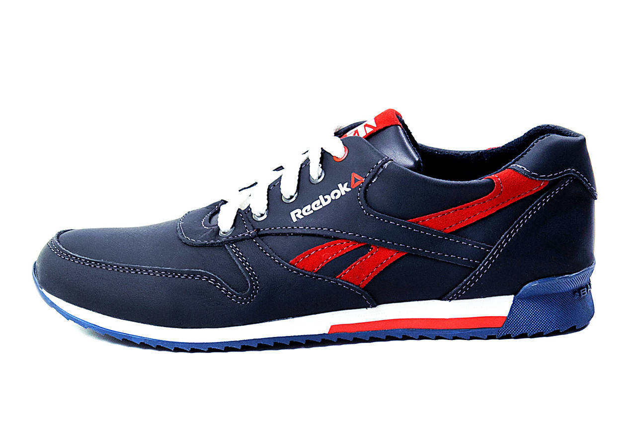 

Мужские кожаные кроссовки Anser Reebok New Line dark blue red, Синий