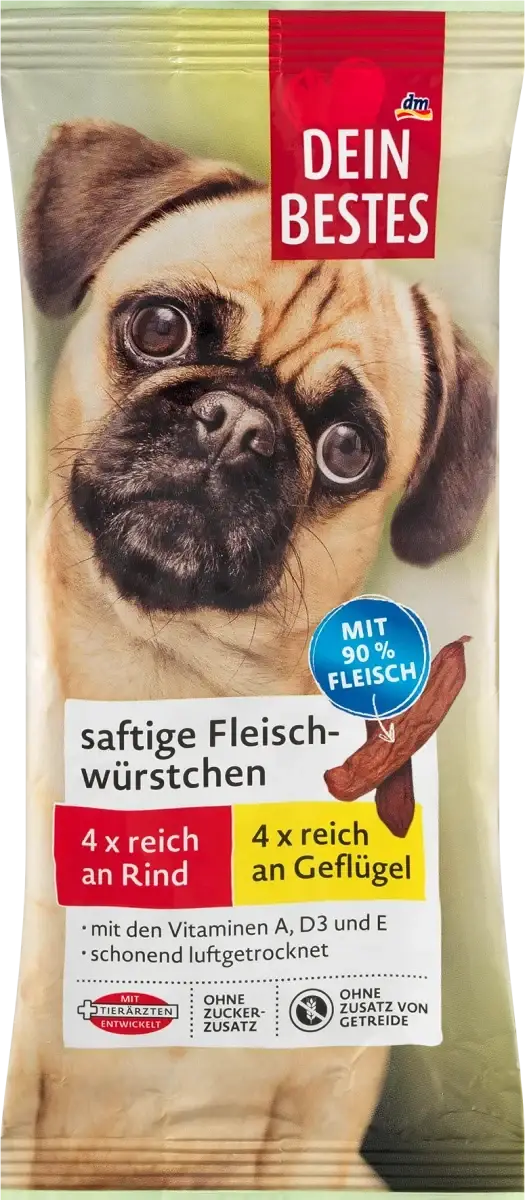 

Мясные колбаски для собак Dein Bestes Saftige Fleischwürstchen, 60 г
