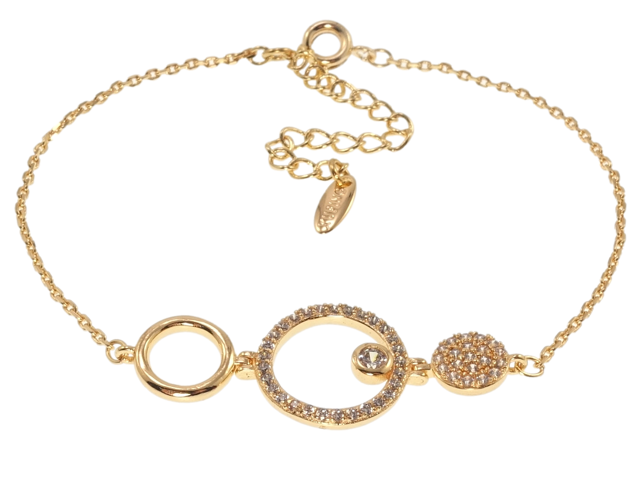 

Браслет Xuping M&L желтый оттенок "Инкрустация цирконием" длинна с доп.цепочкой 16,5-21,5см х 1мм