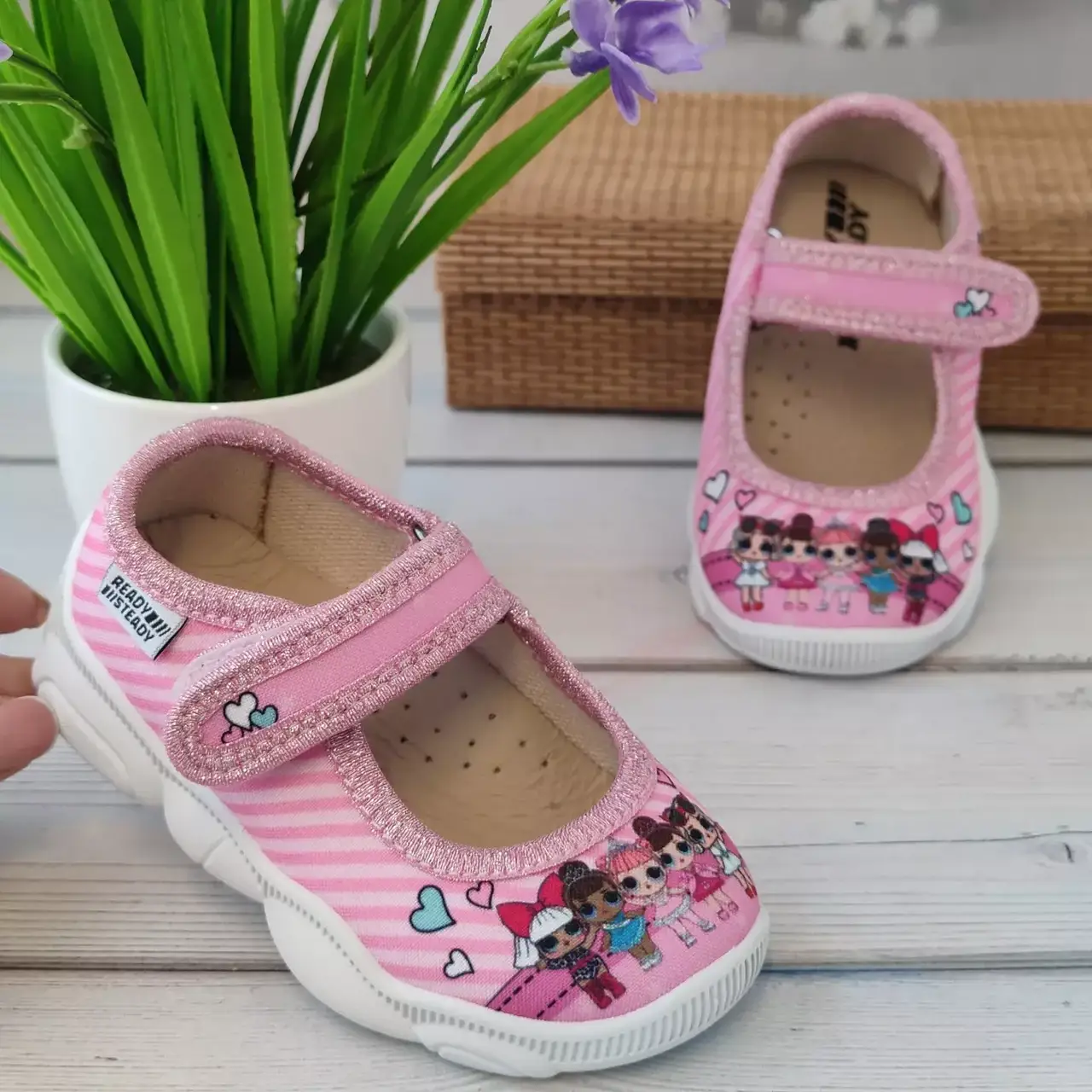 

Детские текстильные ортопед тапочки Ready Steady 23 тапки в сад для девочки, Розовый