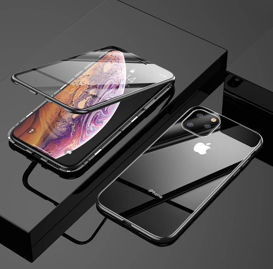 

Магнитный чехол Magnetic для Apple iPhone 11 Pro Max два стекла (Разные цвета) Черный
