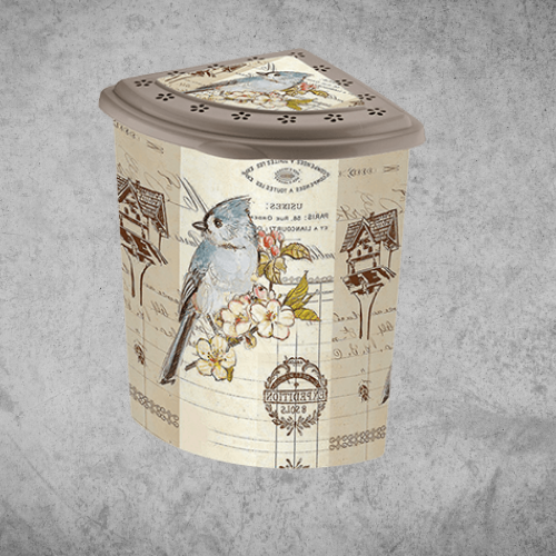 

Угловая корзина для белья с крышкой и рисунком 48 л Elif 338