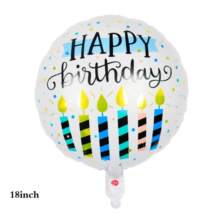 

Фольгированный шарик КНР 18" (45 см) Круг Happy Birthday свечи, Разные цвета