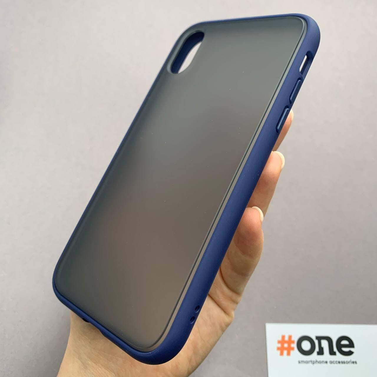 

Чехол для iPhone XR с цветным ободком матовый плотный чехол на телефон айфон хр синий TCB