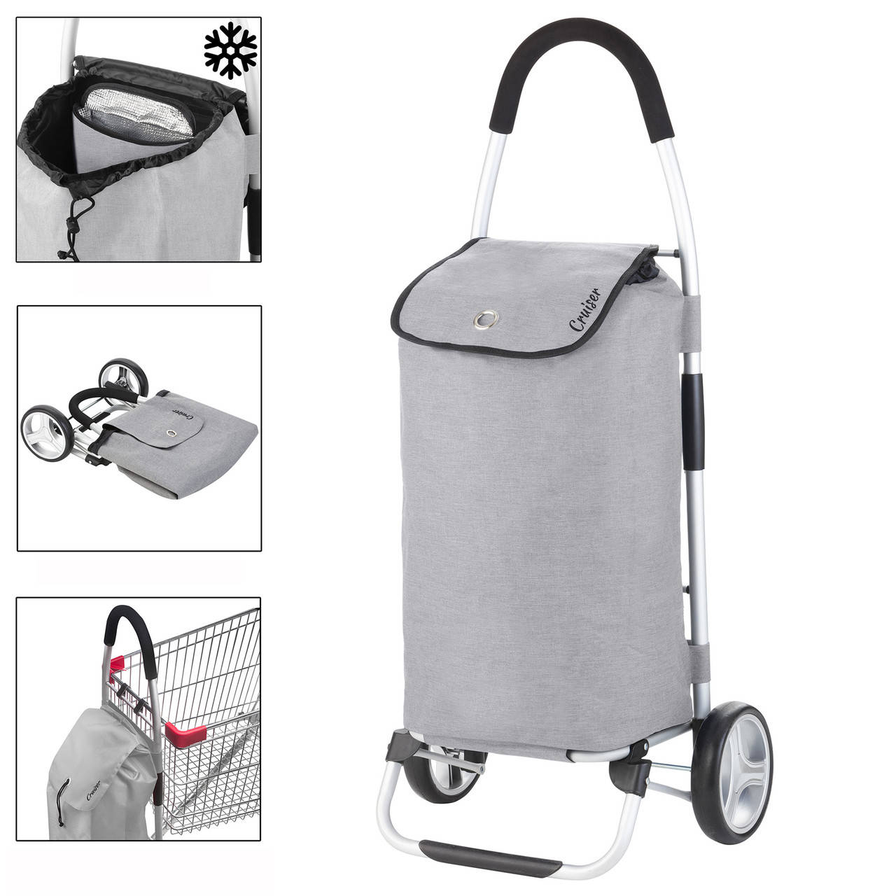 

Сумка-тележка ShoppingCruiser Foldable 45 Grey (604360) хозяйственная с холодильным отделением, Серый