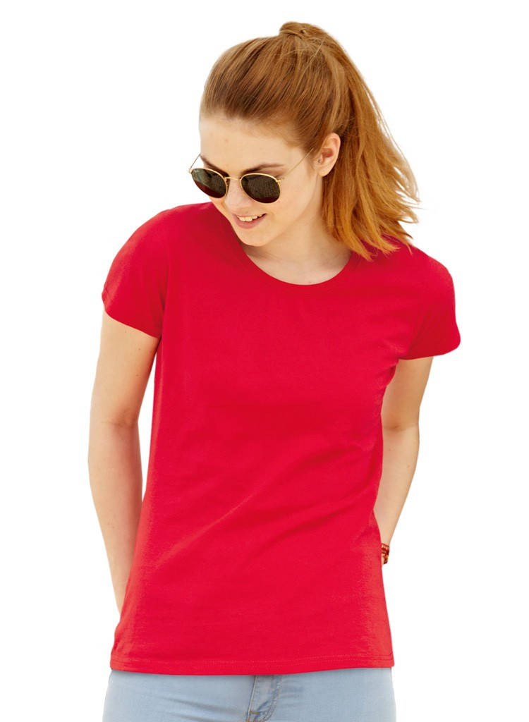 

Женская футболка Fruit of the loom Valueweght Ladies 100% хлопок приталенная однотонная Красный, L