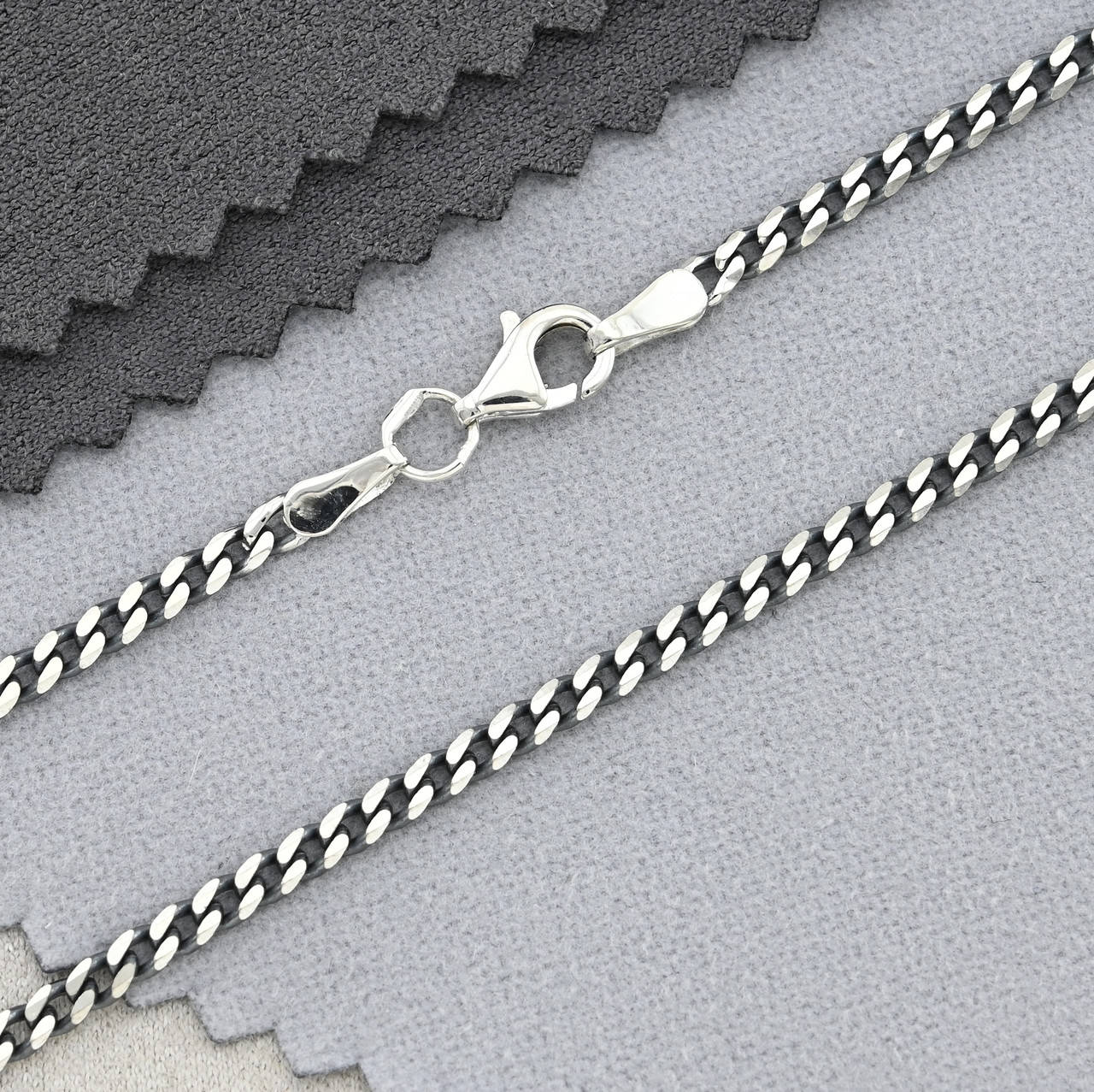 

Серебряная цепочка с чернением Панцирная скруглённая ширина 2.5 мм длина 60