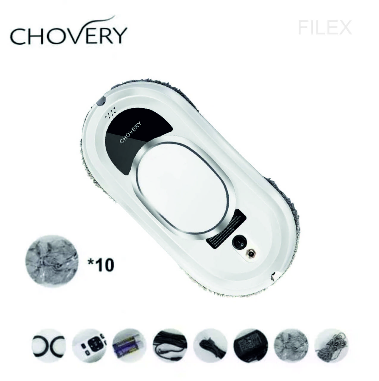 

Робот - мойщик окон (зеркал, витрин, кафеля) Chovery Glass Clening Robot Chovery-CL.1, Белый