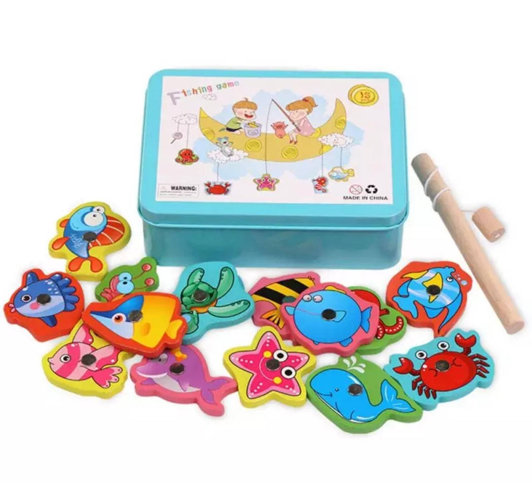 

Деревянная игрушка Рыбалка MD 0950-57, магнитные фигкуры, удочка