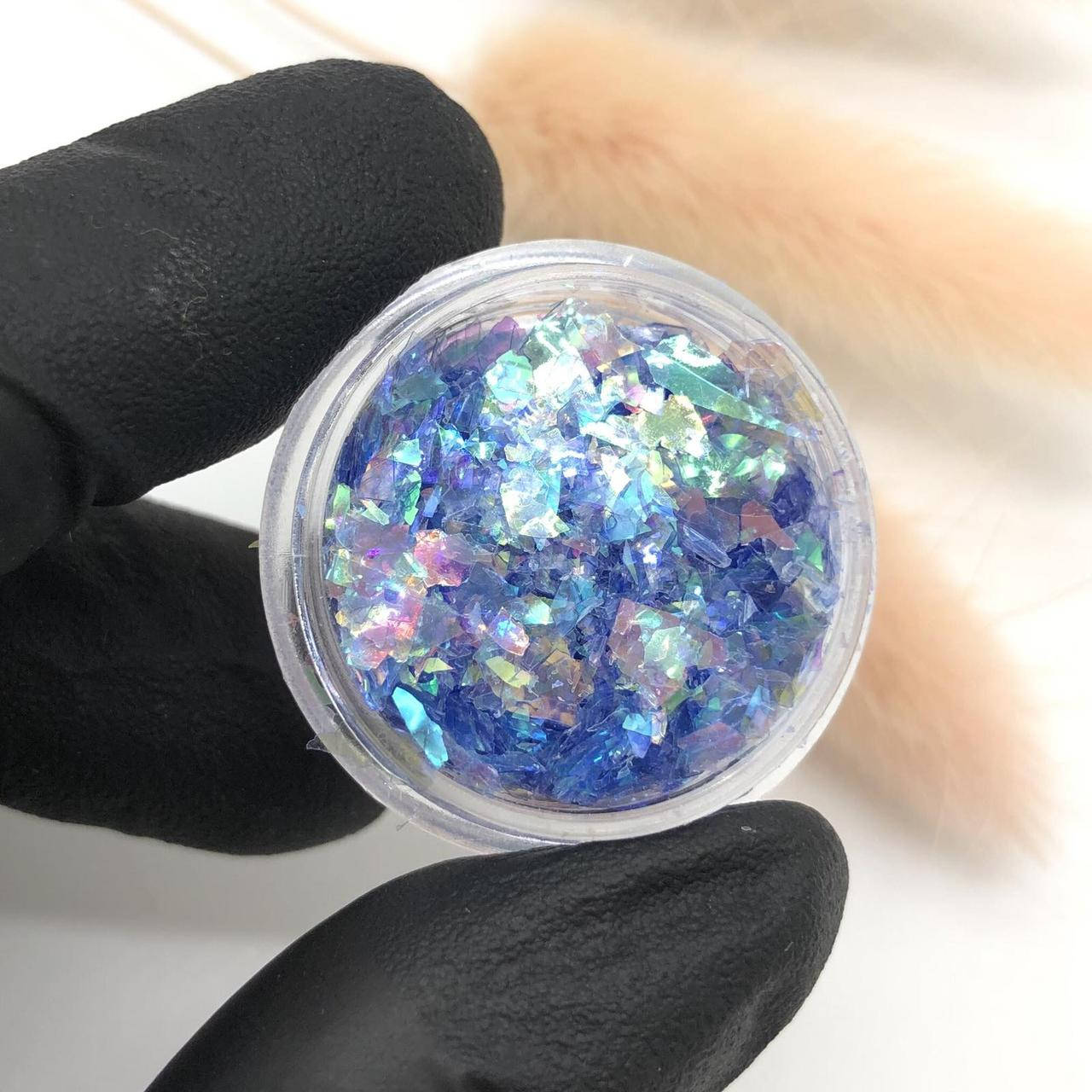 

Слюда для дизайна ногтей, синяя, Синий