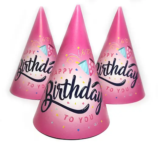 

Колпачки праздничные "Happy Birthday to you розовые", 10 штук