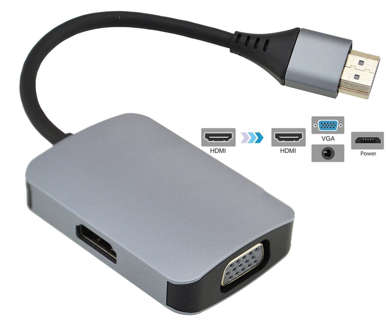 

Переходник адаптер 3 в 1 HDMI - HDMI / VGA / Jack 3.5 мм / micro USB (6261)