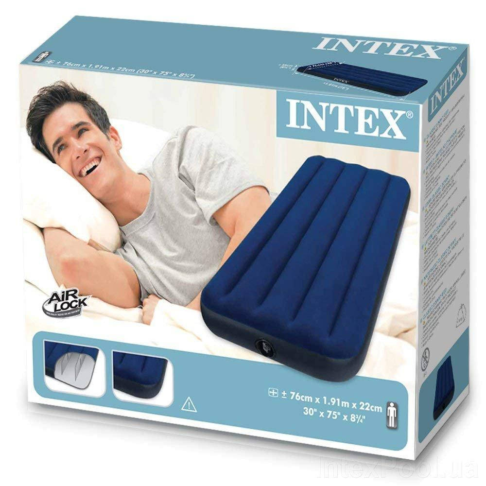 

Надувной велюровый матрас Intex 68950 - Одноместный 76*191*22 см