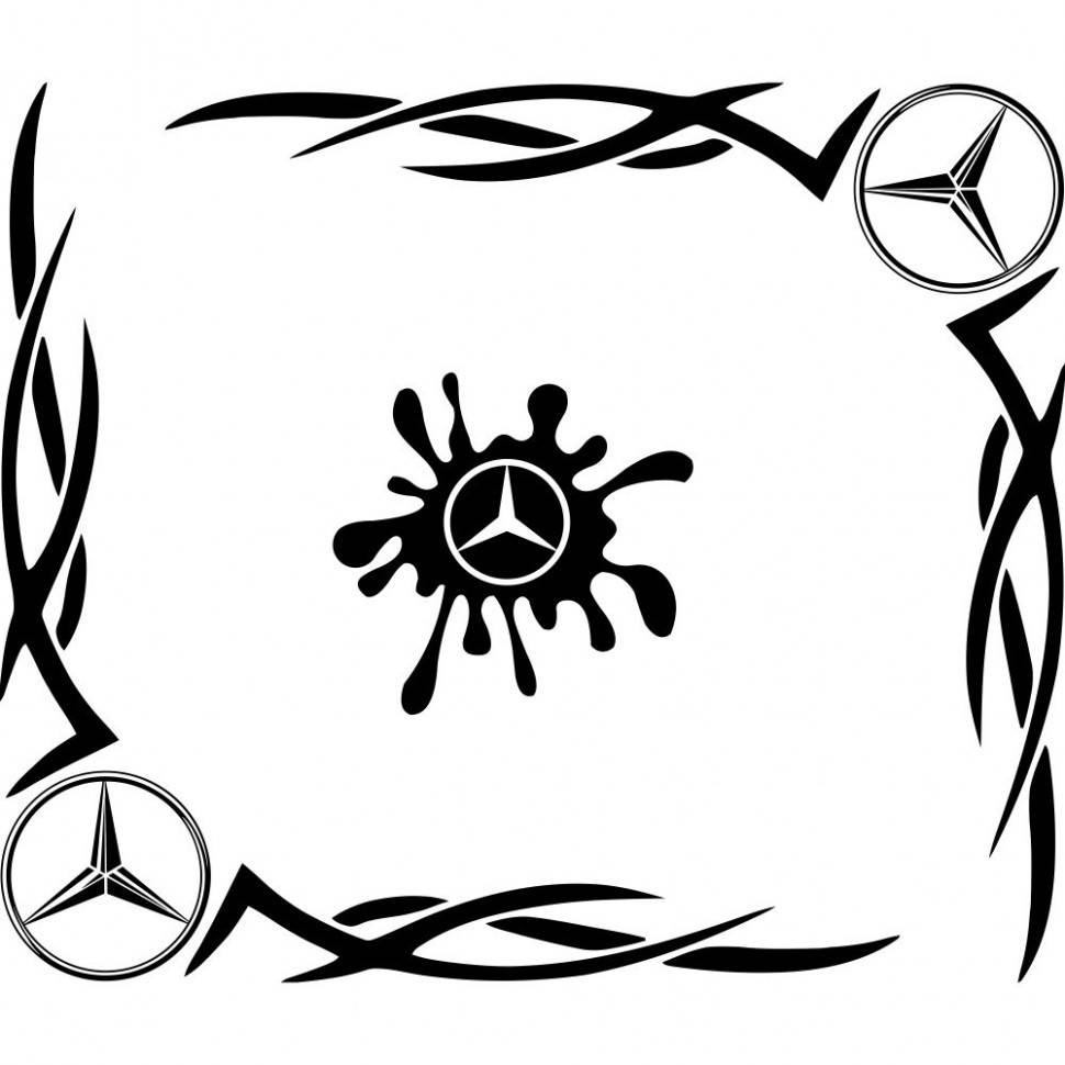

Набор наклеек на автомобиль - Уголки на боковые стекла Mercedes-Benz Tribal v3