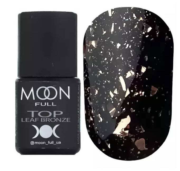 

Top Leaf Bronze MOON FULL - топ без липкого слоя с бронзовыми хлопьями, 8 мл