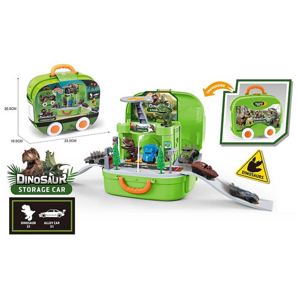 

Игровой набор паркинг XZ-676 машинка+динозавр, в чемодане