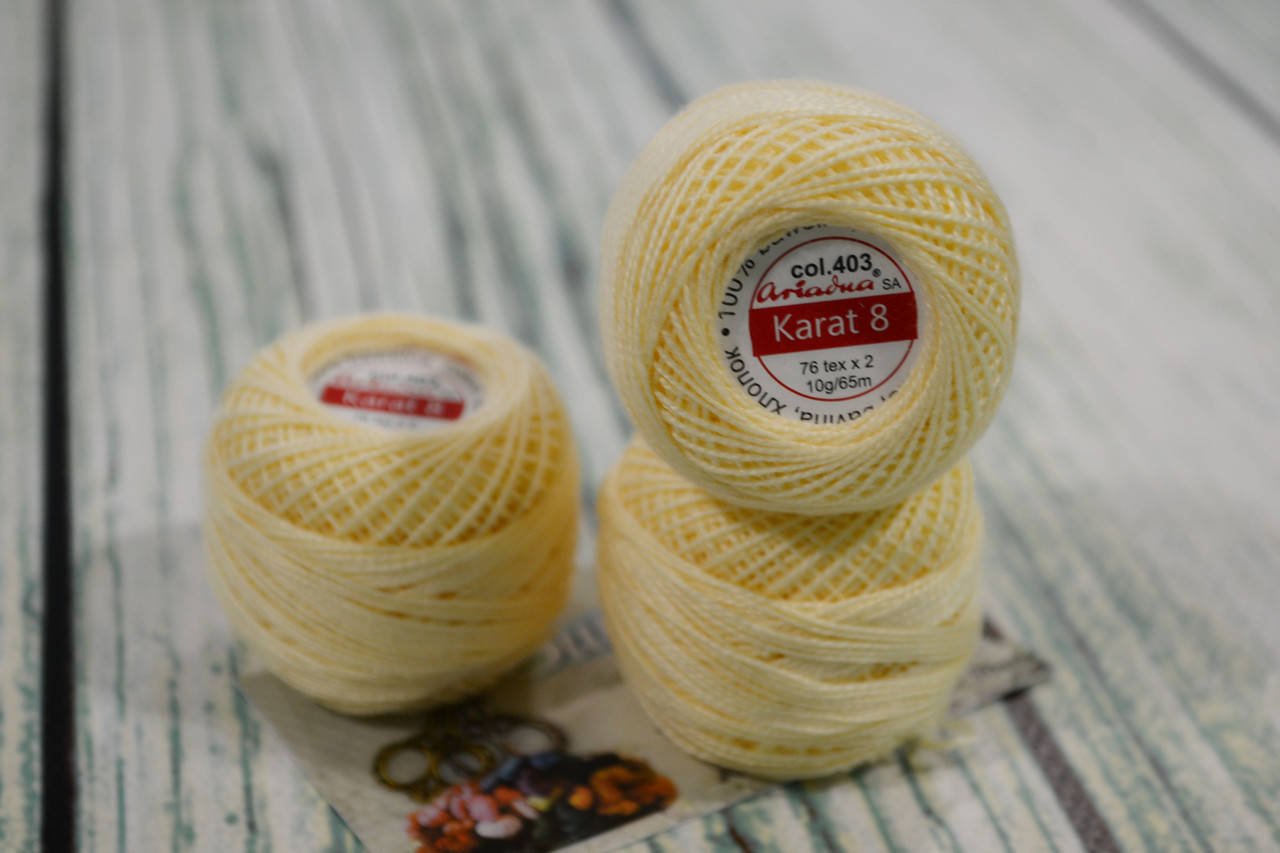 

Летняя пряжа Ariadna Karat 8, цвет - кремовый 403