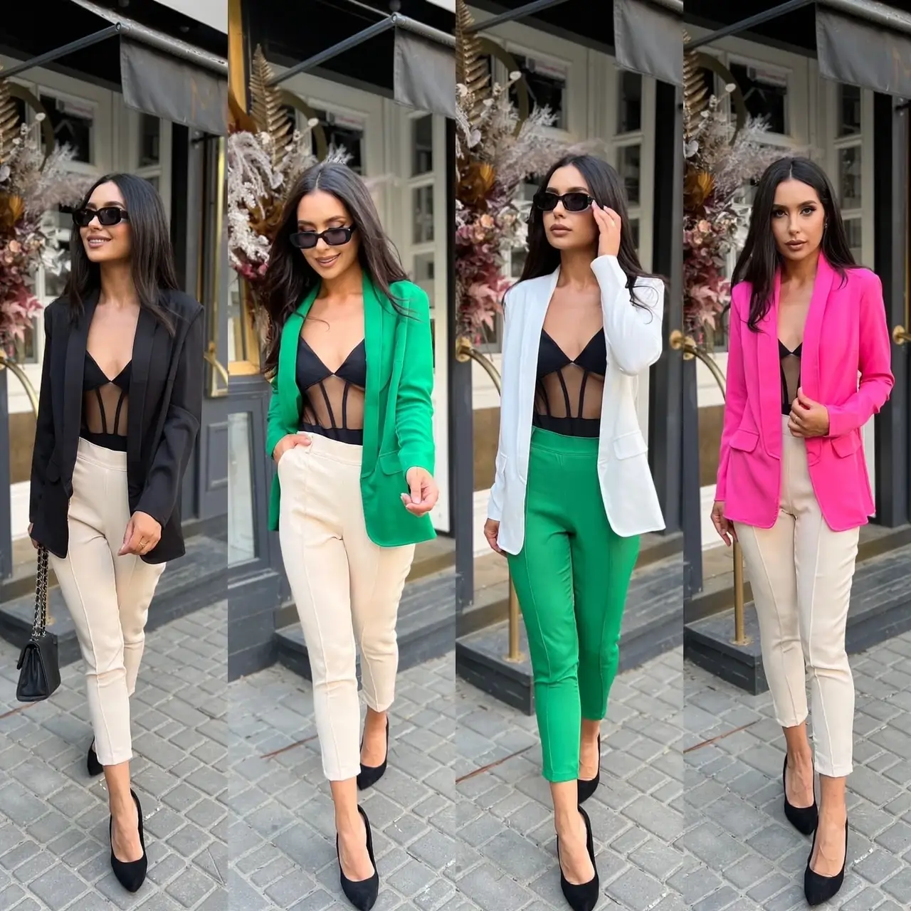 

Стильный женский пиджак белый черный красный бежевый малиновый розовый, Разные цвета