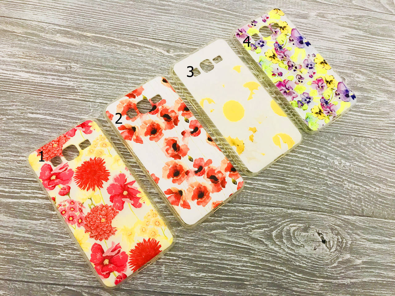 

TPU чехол накладка для Samsung Galaxy Grand Prime G530 / G531H Цветы (4 вида), Разные цвета