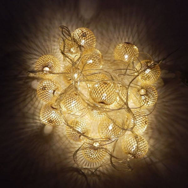 

Гирлянда Сетка сфера металлическая, 20 LED Теплый белый, 5 м шнур белый силикон