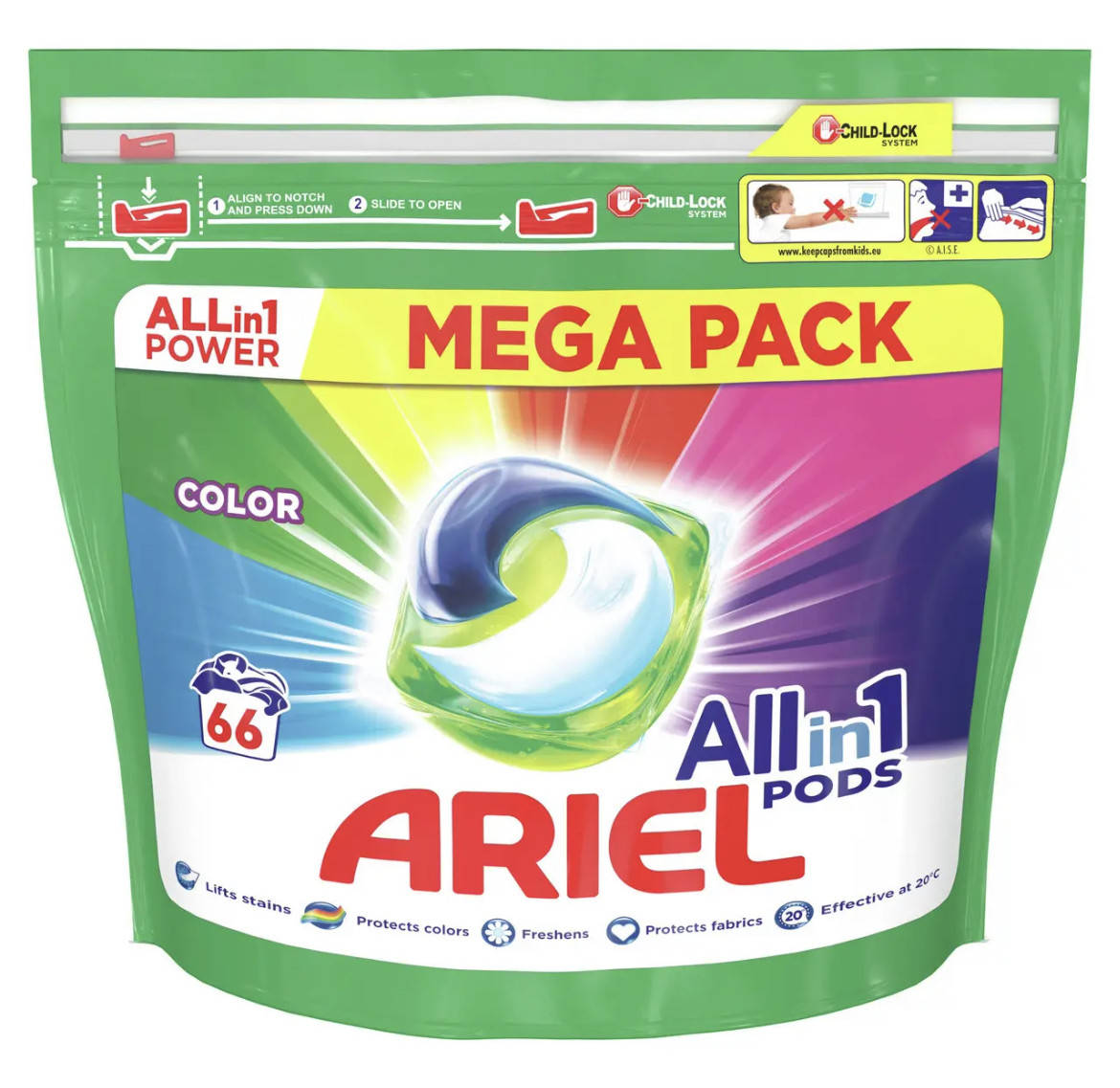 

Капсули для прання Ariel Power Capsules COLOR ALLin1 66 прань