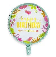 

Фольгированный шарик КНР 18" (45 см) Круг Happy Birthday бохо, Разные цвета