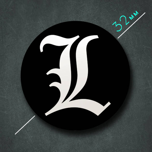 

"Знак L (Тетрадь смерти / Death note)" значок круглый на булавке Ø32 мм