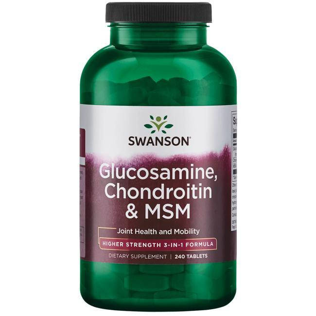 

Глюкозамин, хондроитин и МСМ Glucosamine, Chondroitin and Msm, Swanson, 250200150 мг, 120 таб