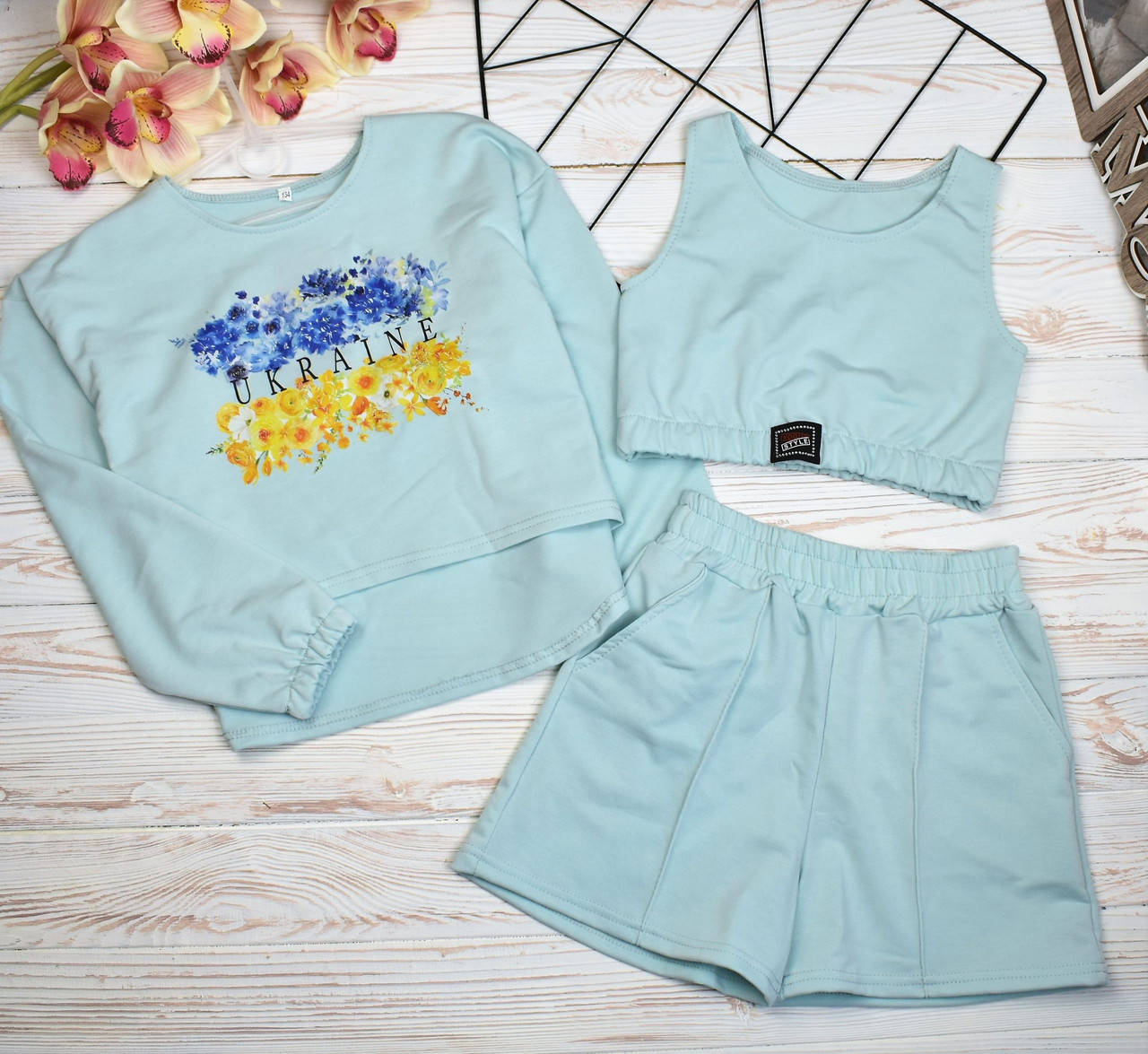 

Літній патріотичний костюм для дівчинки, Разные цвета