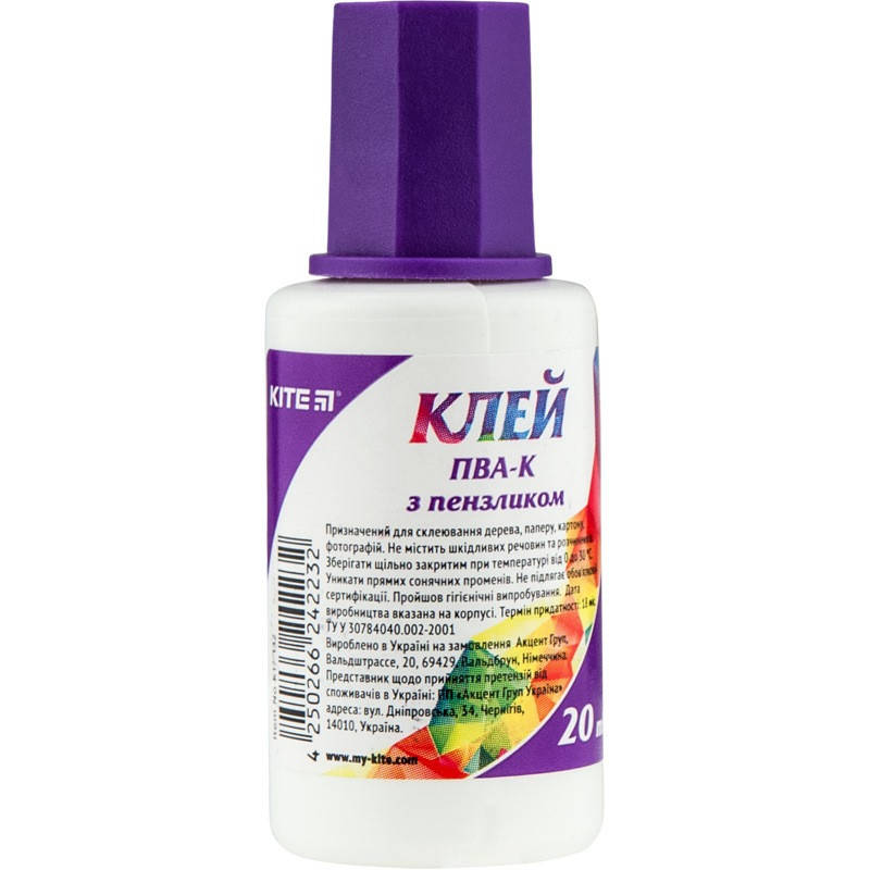 

Клей ПВА 20 мл с кисточкой Kite K17-132, 34702