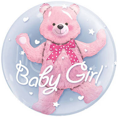 

Воздушный шар 3D БАБЛС BABY GIRL C МИШКОЙ | Розовый