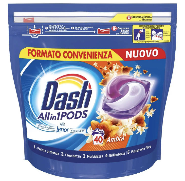 

Гель-капсули для прання 3в1 Dash Ambra (40 прань)