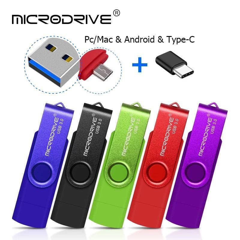 

ФЛЕШКА MICRODRIVE USB 32GB двухстороняя флешка 3,0 micro usb + type-c, Зелёный