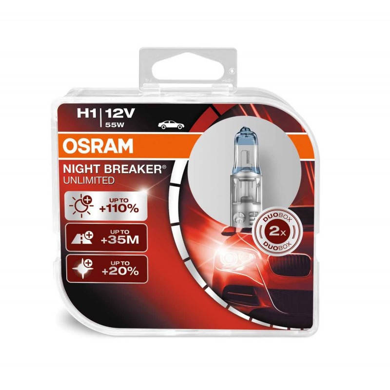 

Автомобильные лампы OSRAM 12V H1 55W +110% Night Breaker Unlimited (64150 NBU-BOX)