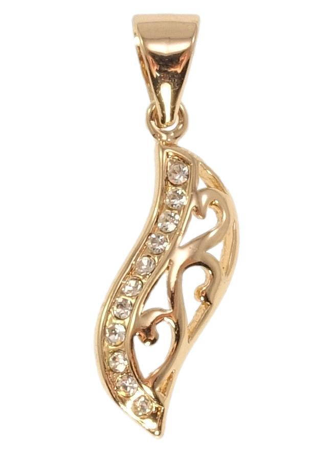 

Кулон Fallon Позолота 18К "Декоративный листик с узором и цирконием"