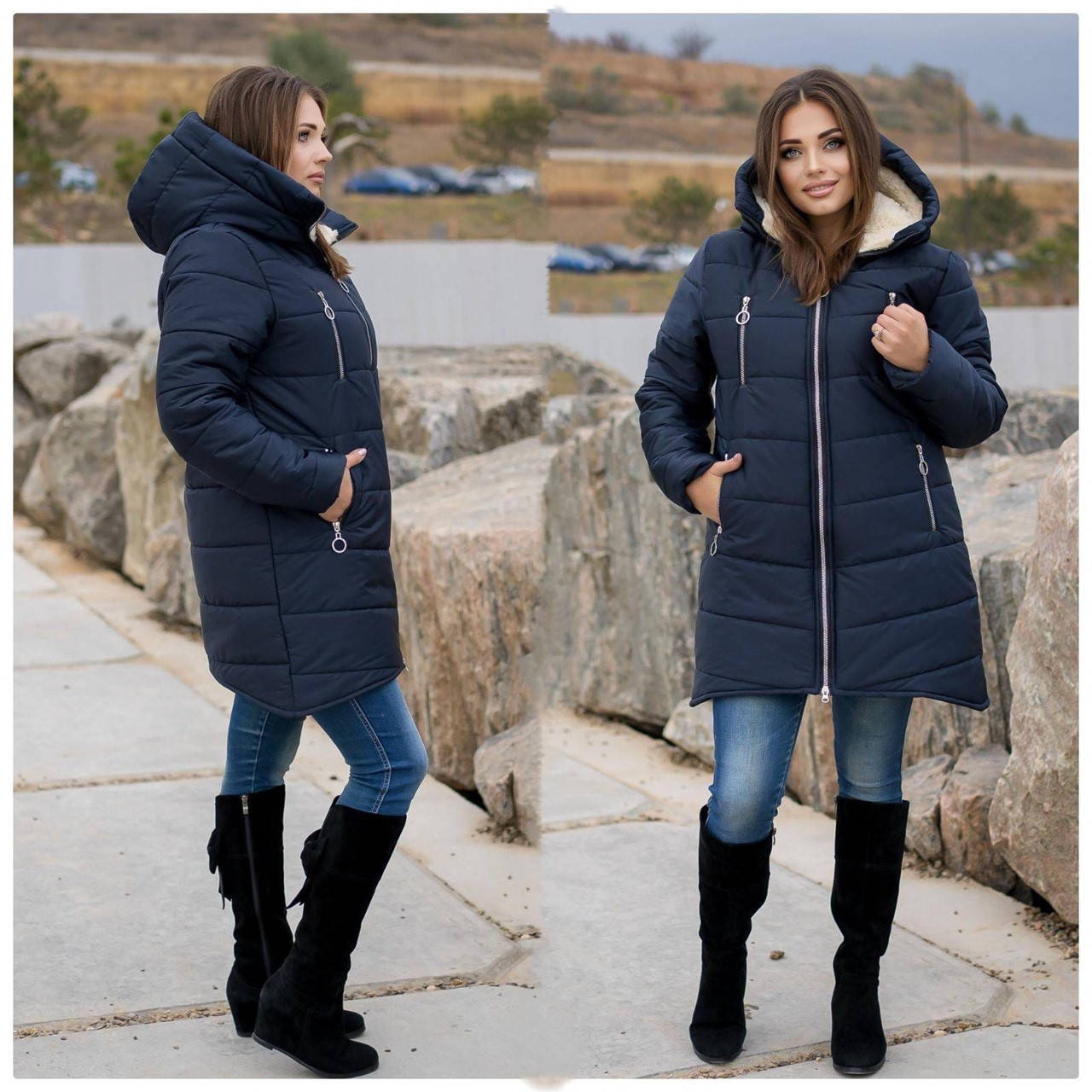 

Зимняя куртка женская больших размеров 237 (ПЛА), Синий