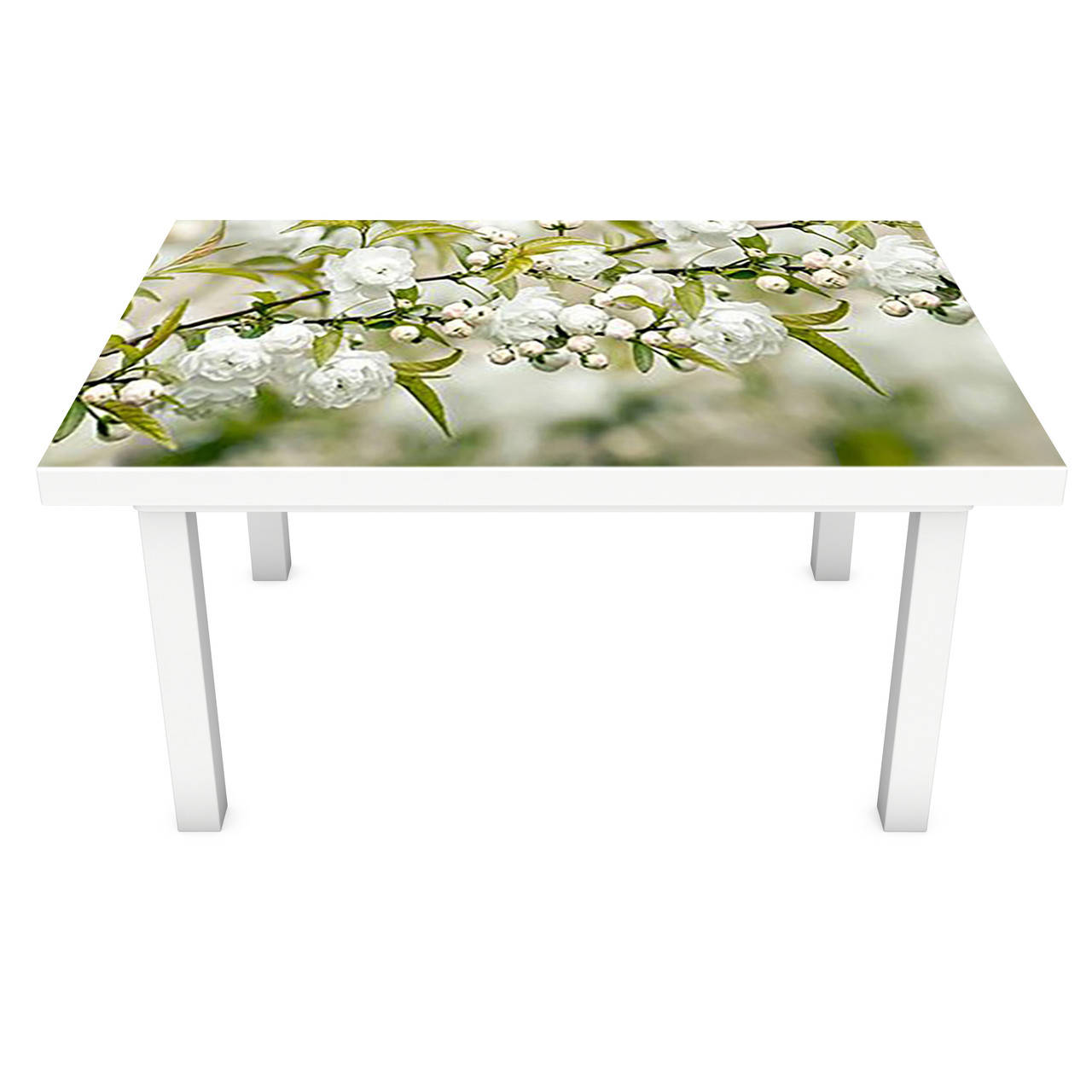 

Виниловая наклейка на стол Белая Сакура декор мебели самоклейка цветущие ветки вишни Зеленый 600*1200 мм, Зелёный