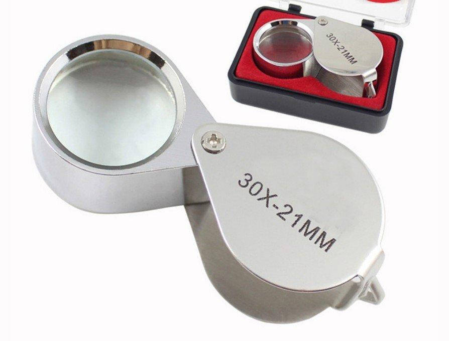 

Лупа складная портативная в футляре увеличение 30х , диаметр 21мм, Светло-серый