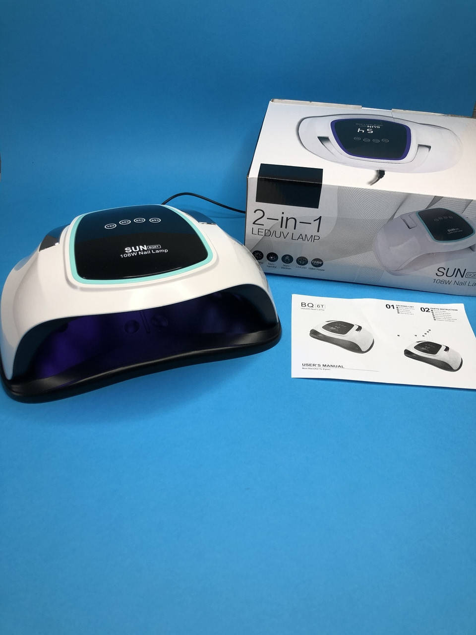 

LED+UV лампа для маникюра и педикюра SUN ВQ-6Т 108W (Уф Лампа для ногтей, лед лампа для сушки гель-лака), Белый